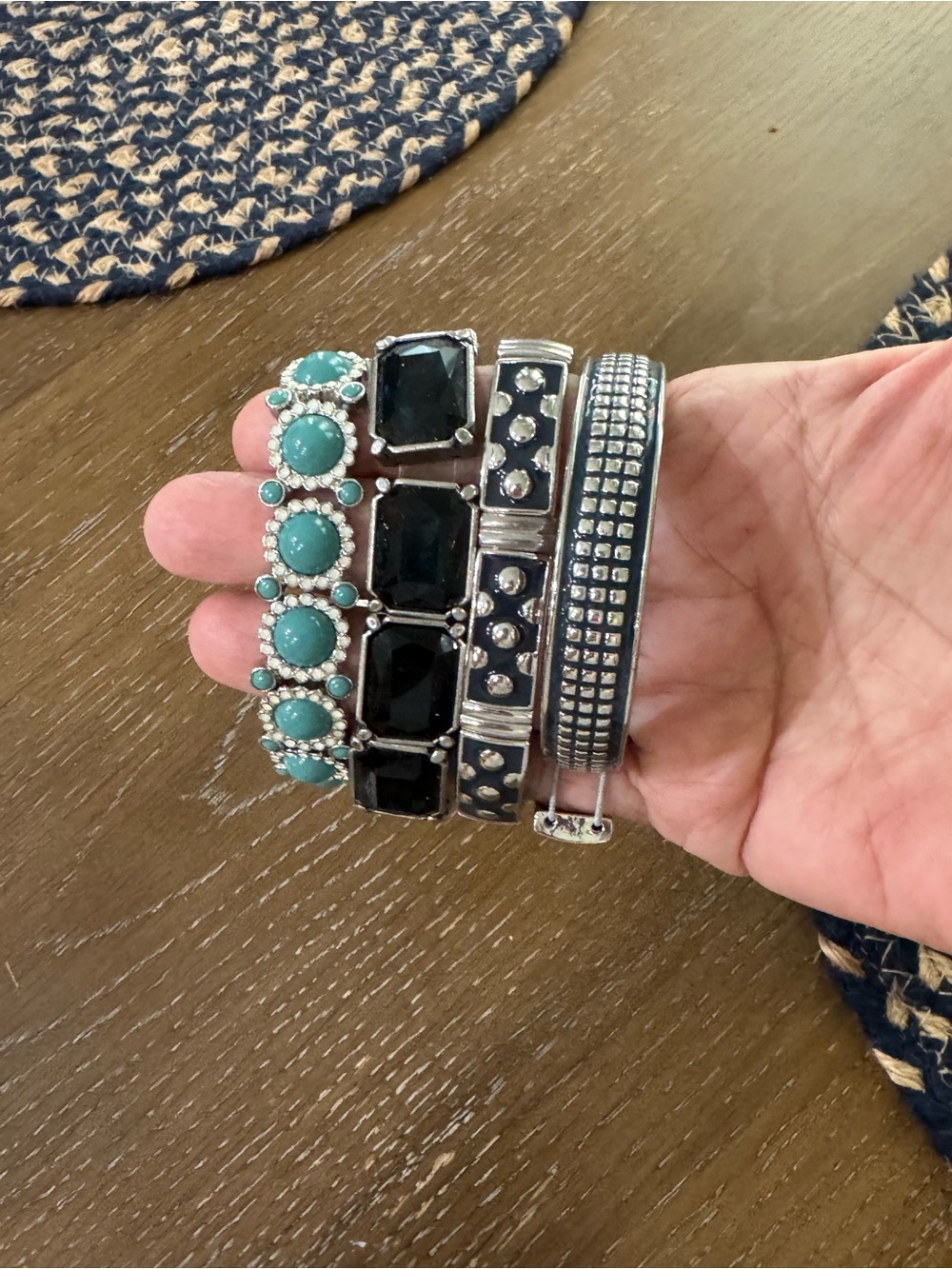Lia Sophia Turquoise and Black Multi-Bracelet Set